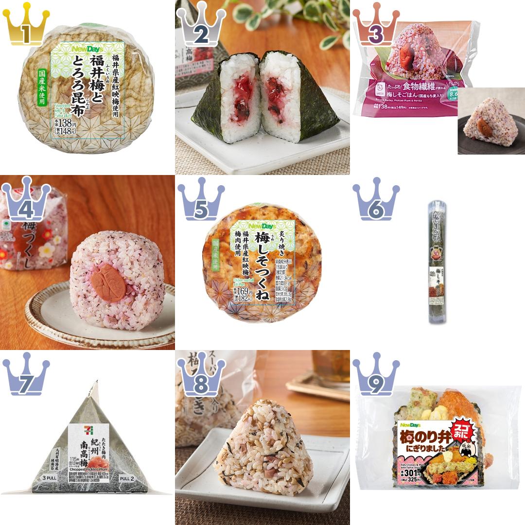 「#梅肉」の「コンビニおにぎり・コンビニ手巻寿司」のランキング